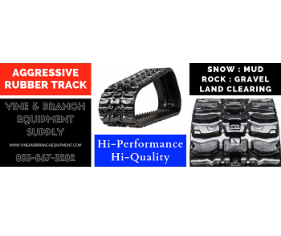 Excavator fitted with durable rubber tracks working on a construction site