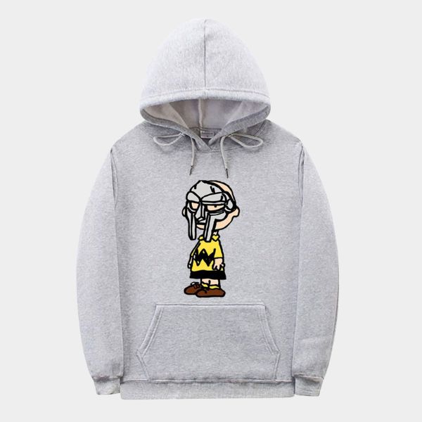 Grey Hoodie – MF DOOM x Charlie Brown Cartoon Mashup Art