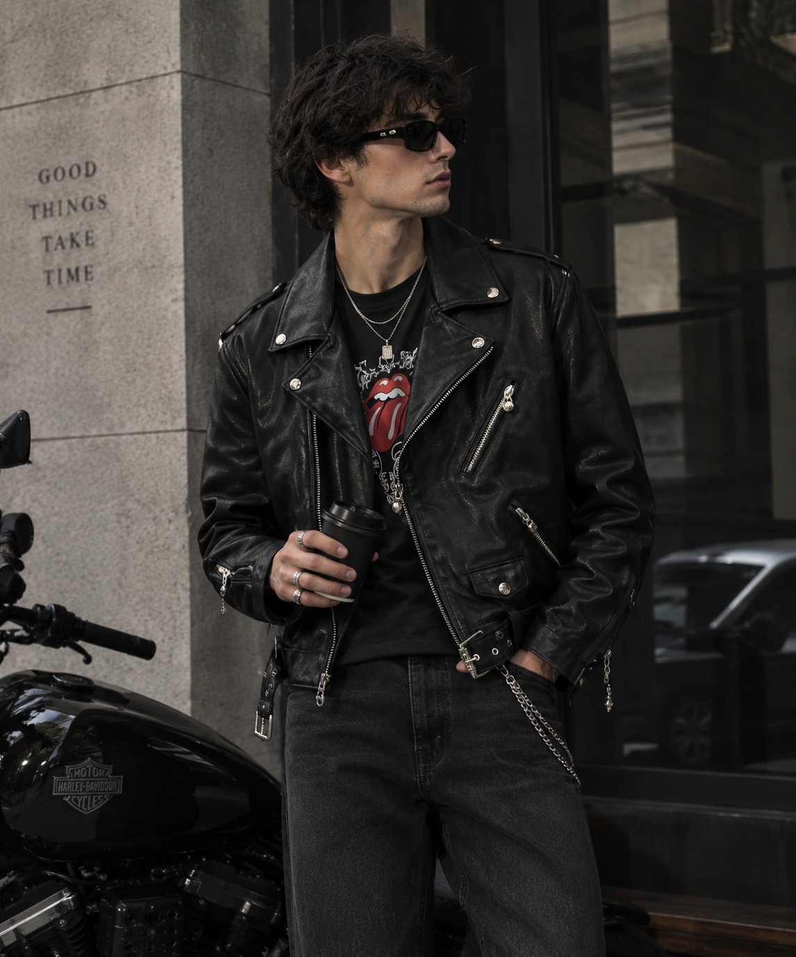 Chrome Hearts biker jacket with lip and tongue motif